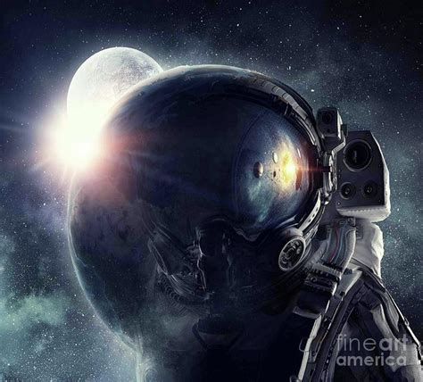 Astronaut Helmet Earth Manipulation Space Galaxy Digital Art By Dhiya