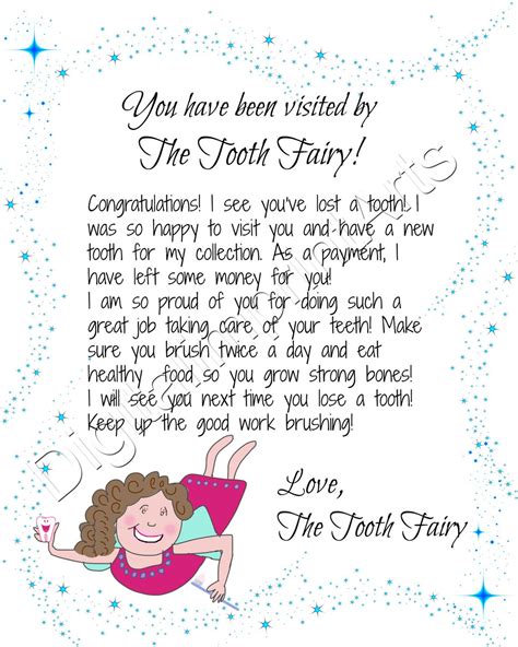 Tooth Fairy Letter Lost Tooth Child Baby Milestone Letter From Tooth
