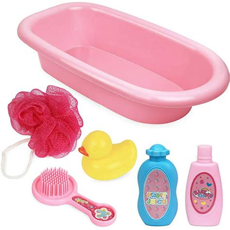 Click N Play 6 Piece Baby Bathtub Doll Pretend Play Set With