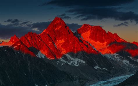 Red Sunset Over Mountains Wallpaper Nature And Landscape Wallpaper