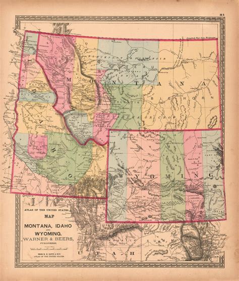 Map Of Montana Idaho And Wyoming Art Source International