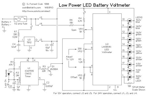 Low Power Led Voltmeter Ledandlightcircuit Circuit Diagram