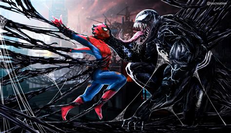Spiderman Vs Venom Digital Art Wallpaperhd Superheroes Wallpapers4k