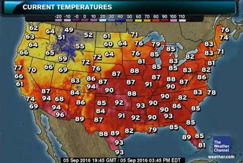 Us Current Temperatures Map Survival Mom The Weather Channel San Diego