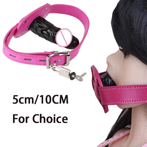 Silicone Penis Plug Dildos Open Mouth Gag With Locking Buckles Leather