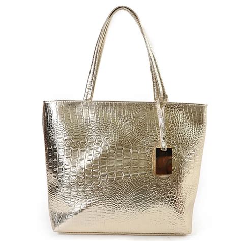 Brand Fashion Casual Women Shoulder Bags Silver Gold Black Crocodile