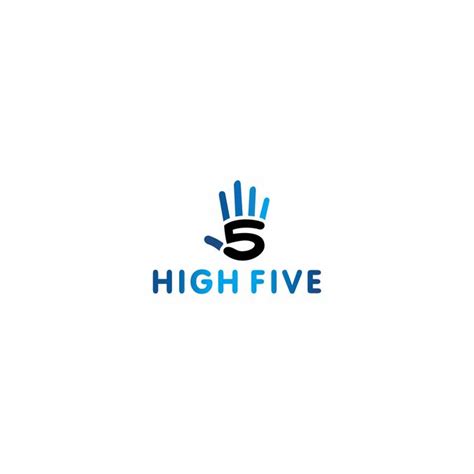 The Logo For High Five Is Shown In Black And Blue Colors On A White