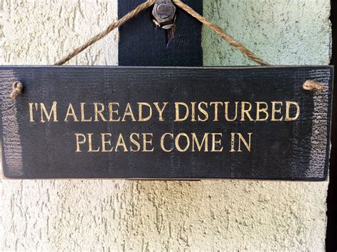 Im Already Disturbed Please Come In Funny Wood Sign Novelty Etsy Funny Door Signs Funny