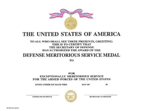 Eagles Of War Defense Meritorious Service Medal