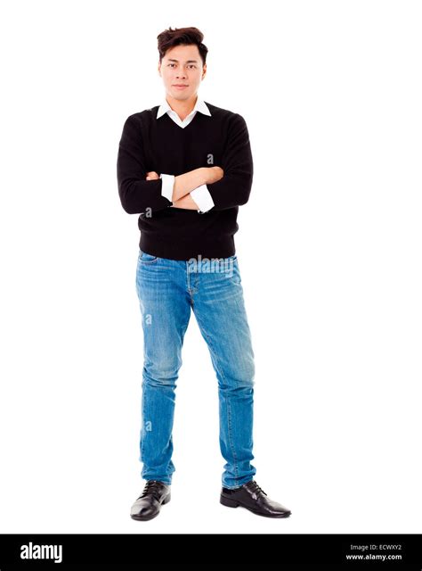 Full Length Portrait Of Smiling Young Man Stock Photo Alamy