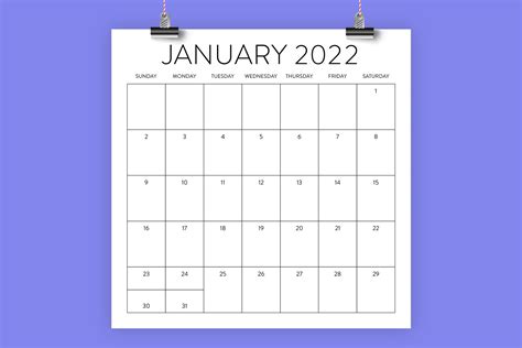2022 Square Calendar Template Instant Download Modern Etsy