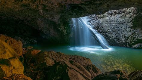 Cave Waterfalls Rocck Nature Waterfalls Cave Hd Wallpaper Peakpx