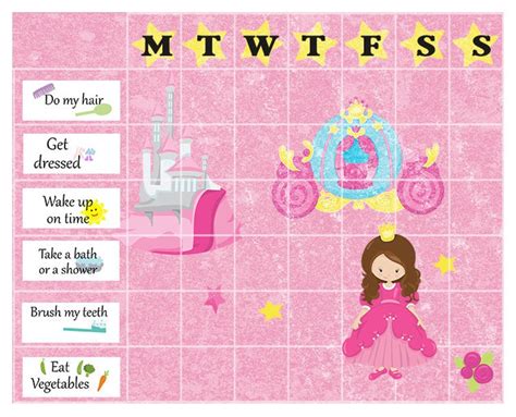 Princess Chore Chart Editable Printable Reward For Girls Chart Etsy