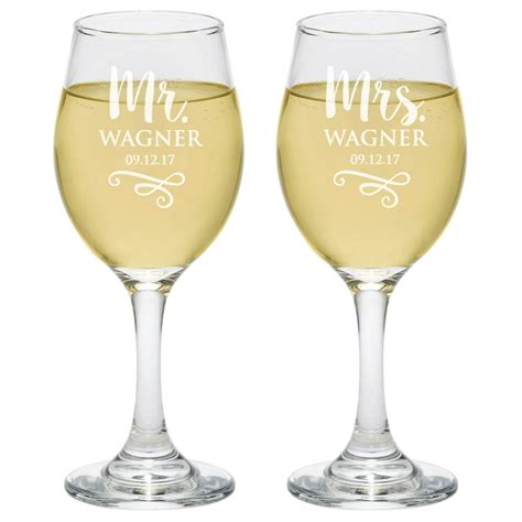 Personalized Glass Set Mr And Mrs Wine