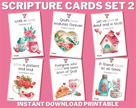 Bible Verse Valentine Cards Printable Valentines Scripture Cards