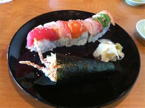 Full Moon Sushi Rainbow Roll And Soft Shell Crab Hand Roll Sushi