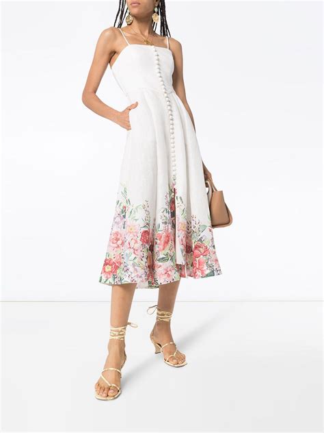 Zimmermann Linen Bellitude Floral Corset Dress In White Lyst