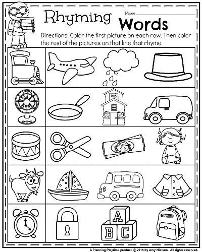 Printable Rhyming Worksheet For Kindergarten