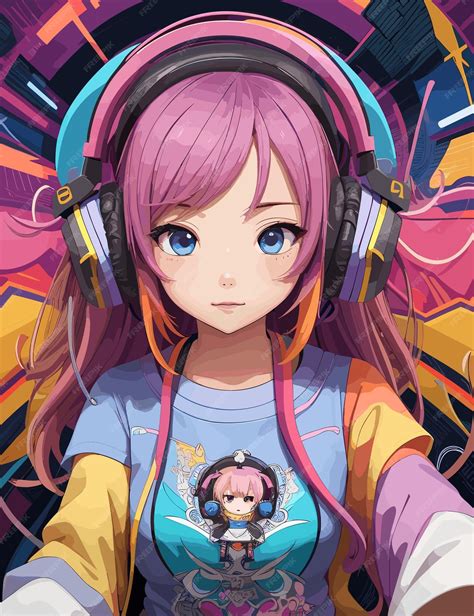 Premium Ai Image Beautiful Anime Girl And Headphones