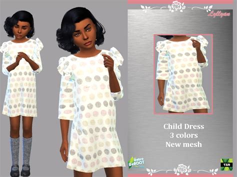 Sims 4 — Retro Reboot Child Dress Mary By Lyllyan — Child Dress In 3