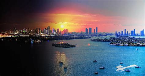 Hd Wallpaper Miami Florida Usa Sunset Water Road City