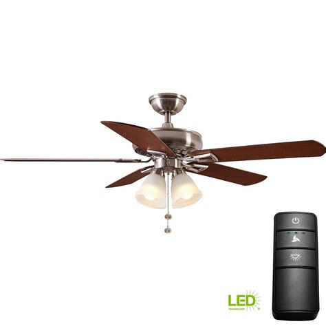 Ceiling fan with dimmer remote. Hampton Bay Lyndhurst 52 in. LED Brushed Nickel Ceiling ...