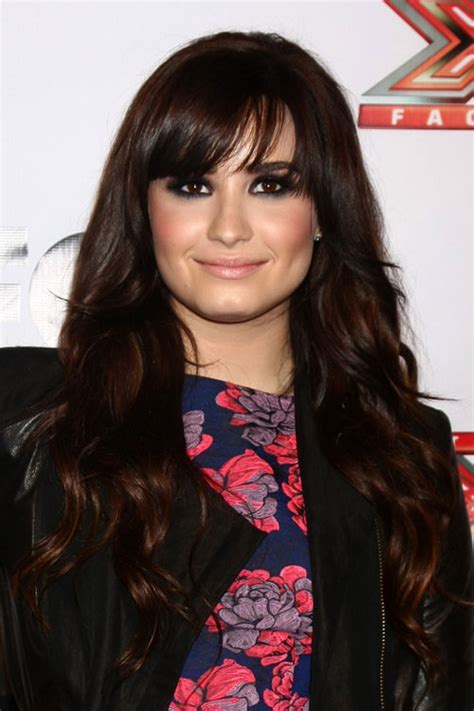 Prince william upset with harry. Demi Lovato Wavy Dark Brown Straight Bangs Hairstyle ...
