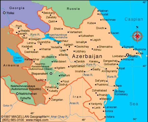 Mapa politico de azerbaiyán, azerbaiyán (nombre oficial, azārbaycan respublikasi, república de azerbaiyán), república en la región transcaucásica de asia occidental, en circasia, limita al norte con. Azerbaiyán Mapa de la Región | Mapa de la Geografía ...