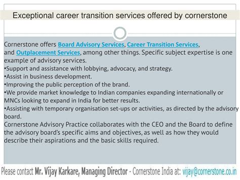 Ppt Exceptional Career Transition Services Offered By Cornerstone
