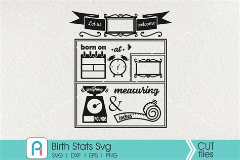 birth stats svg, birth stats template, baby stats svg (105142) | SVGs | Design Bundles