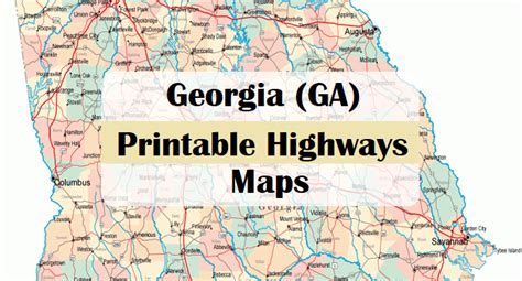 Free Printable Highway Maps Of Georgia GA