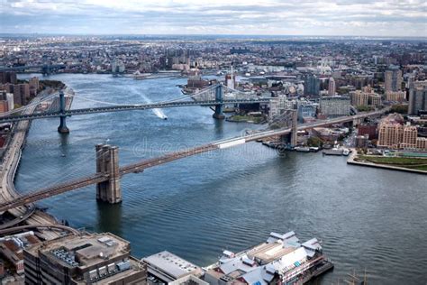 Aerial View East River Manhattan Bronx And Queens Editorial Image