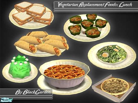 Blackgardens Vegetarian Default Replacements Lunch Sims 4