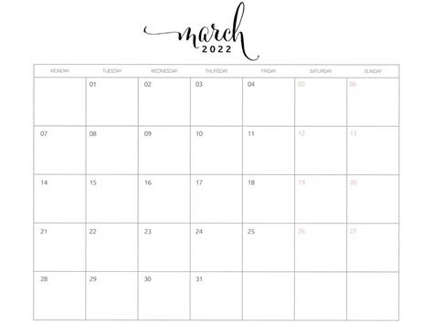 2022 Calendar Free Printable Monday Start World Of Printables Free