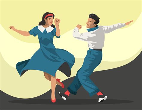 Couple Dressed In 1940s Fashion Dancing A Tap Dance Vector