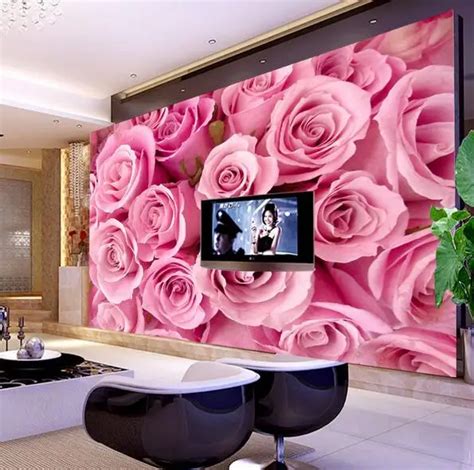 3d Pink Rose Wall Mural Large Photo Murals For Living Room Bedroom Home Wall Decor In