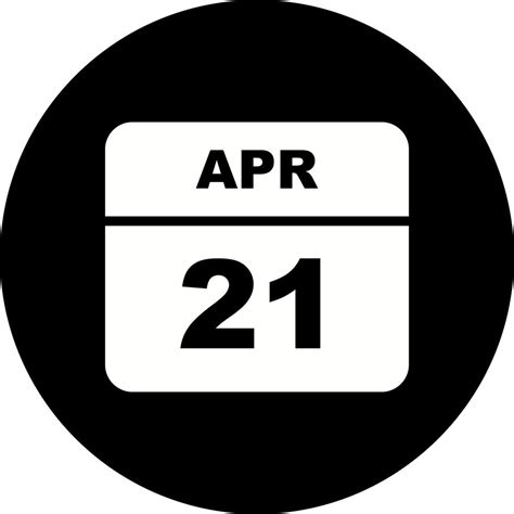 Fecha Del 21 De Abril En Un Calendario De Un Solo Día 502079 Vector En