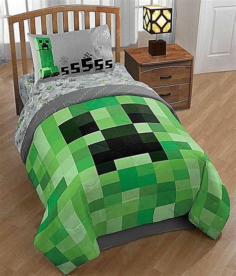 Minecraft Bed Set Twin Kids 5 Piece Comforter Sheets Pillowcase