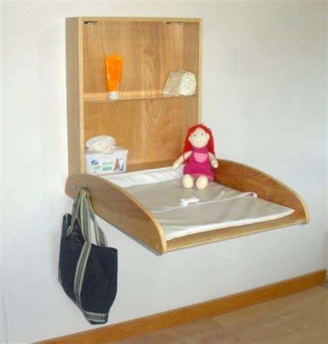 Wall Mounted Baby Changing Table Commercial Vertical Natural Birch