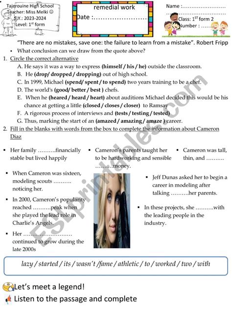 Remedial Work 1st Form Esl Worksheet By English Teacher 38