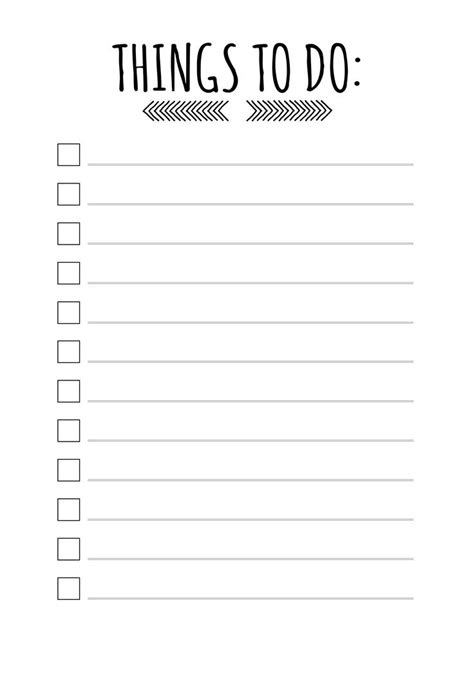 Free Printable Things To Do Templates