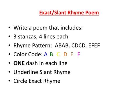 Ppt Exactslant Rhyme Poem Powerpoint Presentation Free Download