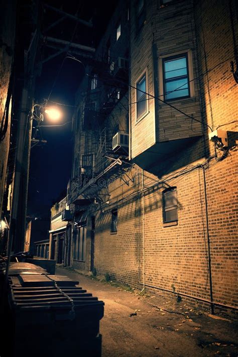 Dark Urban Alley At Night Stock Photo Image Of Late 144370426