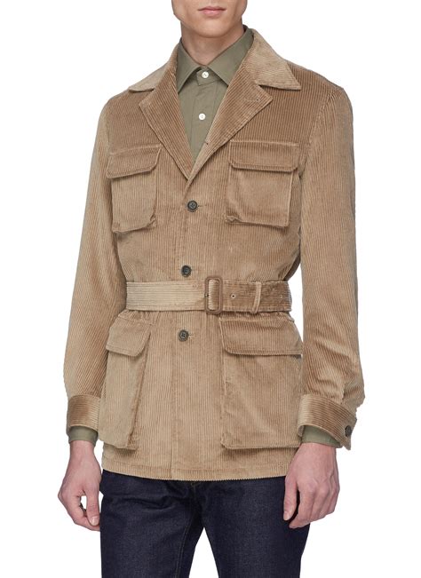 Ring Jacket Belted Corduroy Safari Jacket In Brown For Men Lyst