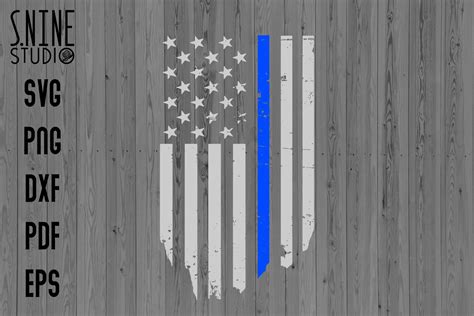 American Flag Thin Blue Line Svg Clipart Cut Files Silhouette Images