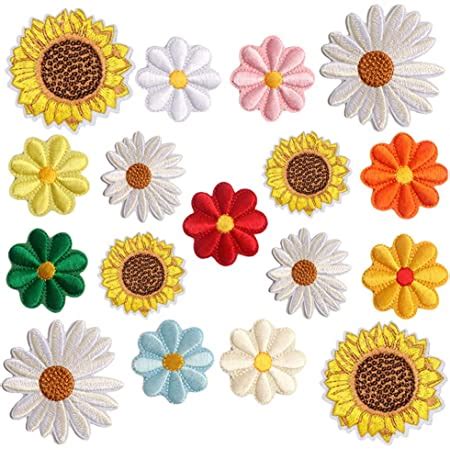 Amazon Com Daisy Flower Yellow With Black Center Embroidered Sew