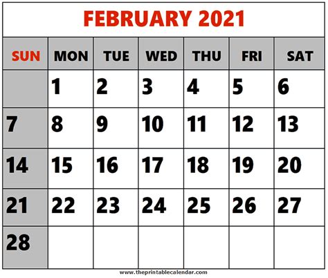 Horizontal and vertical format (landscape and portrait document orientation) February 2021 printable Calendars