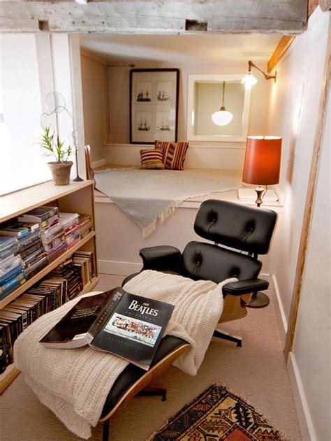 Cozy Reading Nook In Loft Area With Eames Style Lounge