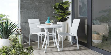 Solana 3 Pc White Colorswhite Aluminum Outdoor Dining Set With Side