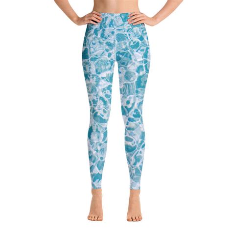 Blue Water Yoga Pants Blue Leggings Capri Yoga Pants Aqua Etsy